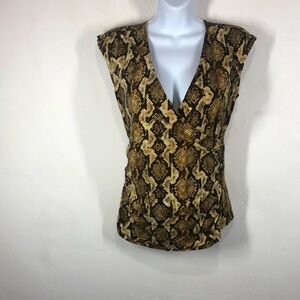 Michael Michael Kors brown snakeskin faux wrap top size small